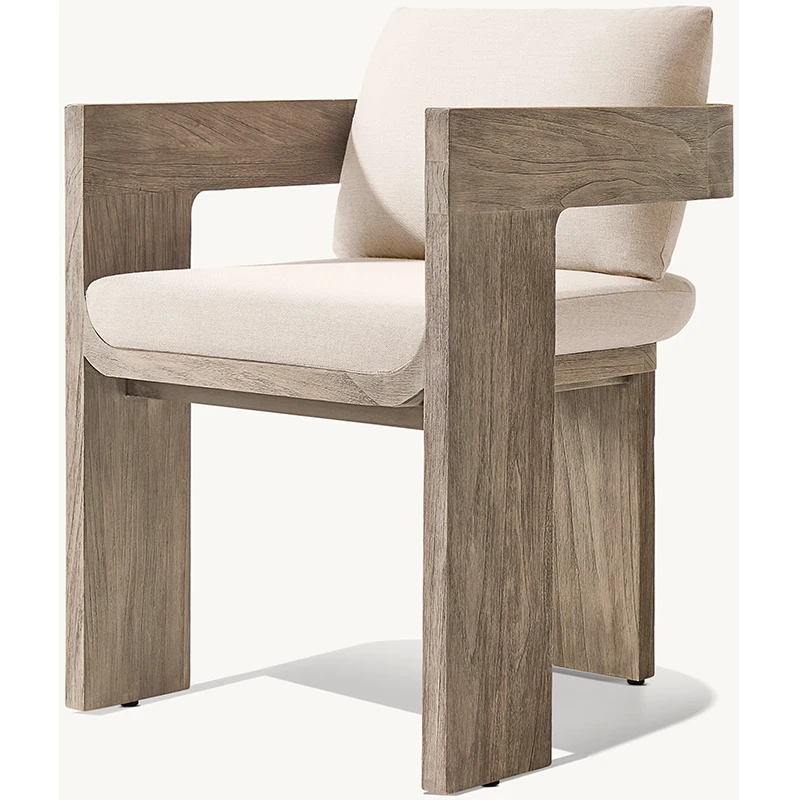 

Modern luxury and durable upholstered wood frame outdoor furniture set for hotel garden terraces and park teak dining chairs