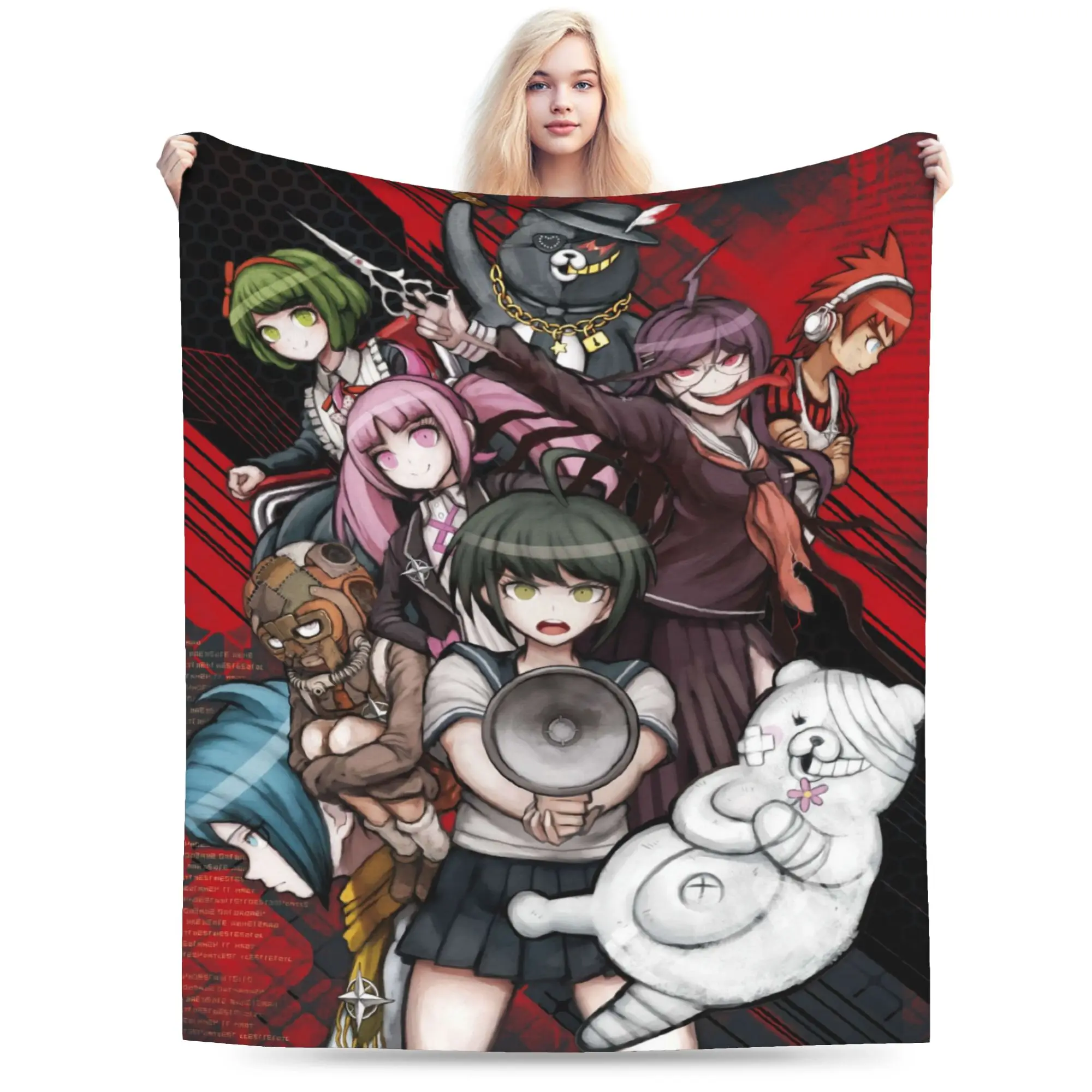 Danganronpa Flannel Blankets Winter Nagito Komaeda The Ultimate Warm Throw Blanket for Girls Boys Outdoor Bedspread Sofa Bed