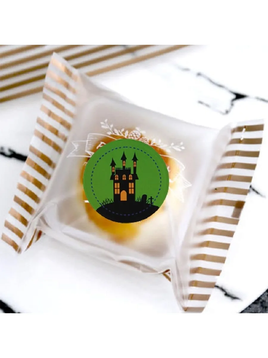 10 sheets 5cm  Halloween Stickers Pumpkin Witch Round Adhesive Labels for Candy Bags Package Gift Craft Cake Baking Party Decor