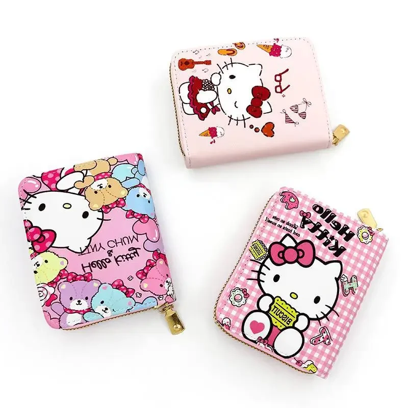 Hello Kitty Womem Purse Sweet Girl Student Pu Leather Waterproofing Short Embosed Change Storage Wallet Sanrio Peripheral Gift