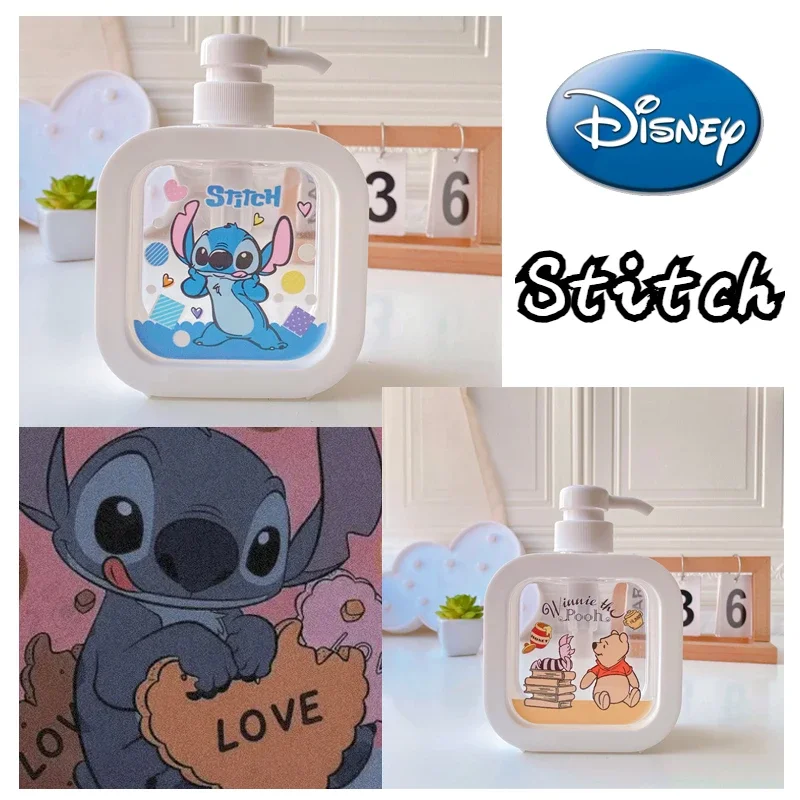 300ML Disney Stitch Travel Pump Bottling Cute Cartoon Mini Push Type Lotion Shampoo Shower Gel Soap Dispenser Travel Set Gift