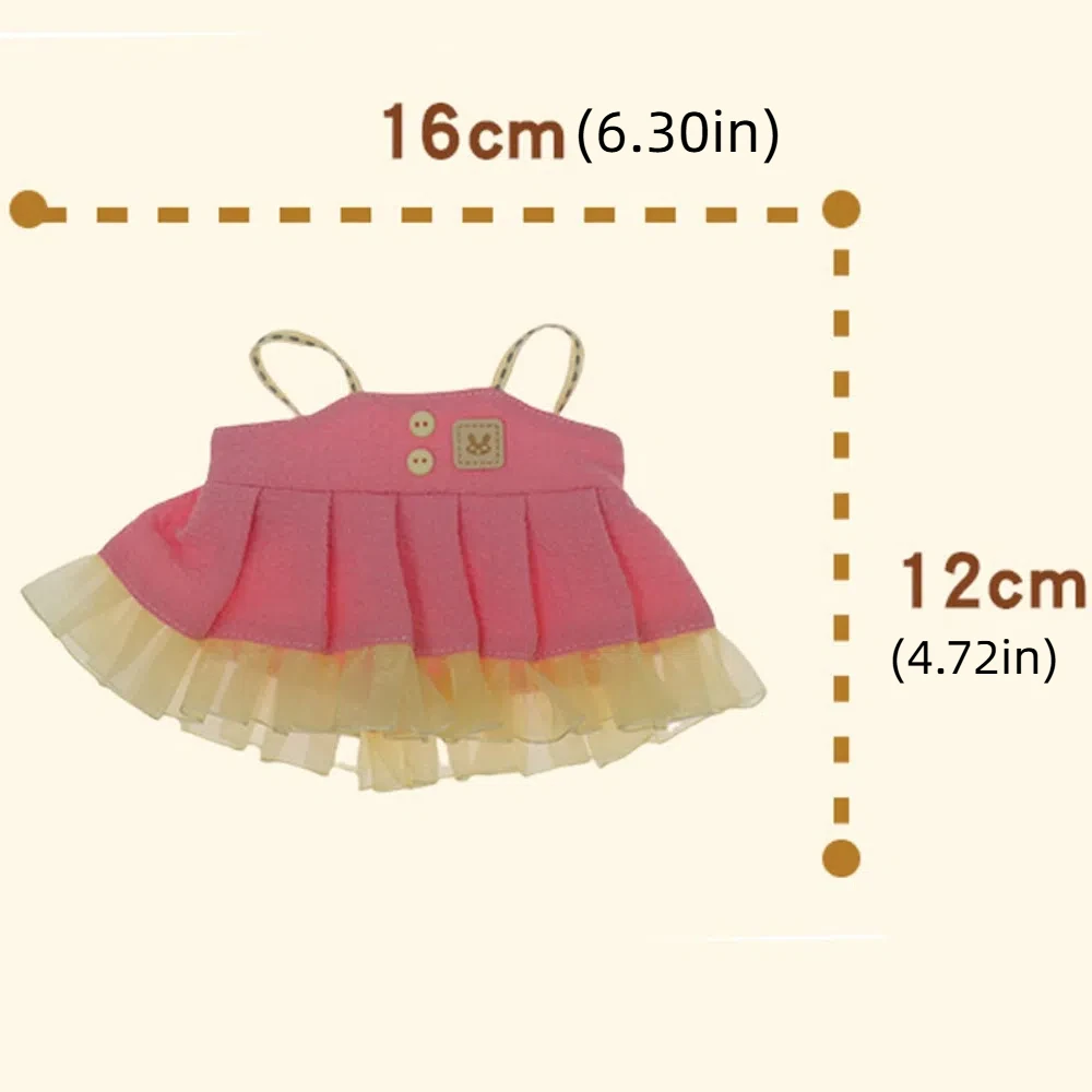 Trägerkleid 20 cm Baumwolle Puppenkleidung Rock Outfit Baumwolle Puppenkleid Schleife Haarband Mini Puppenkleidung Kindergeschenk