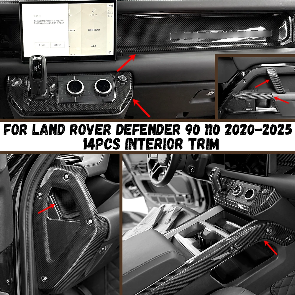 Real Carbon Fiber Center Console Gear Panel Dashboard Side Cover For Land Rover Defender 90 110 130 2020-2025