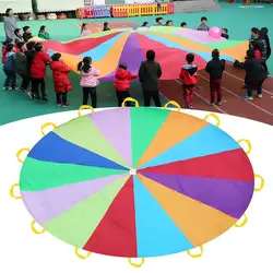 Dia 2-3m Child Kid Sports Development Outdoor Rainbow Umbrella Parachute Toy Jump-sack Ballute Play Outdoor Games For Kids