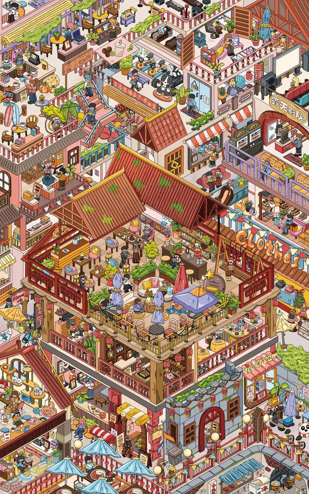 Kawaii Desert Town 3D Commercial Street Landscape Sticker  DIY Pocket Cabin Scene Festival Gift
