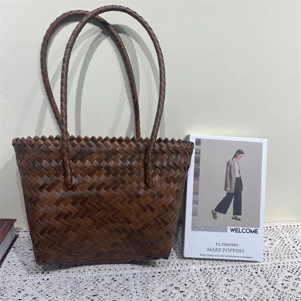 Woven Handbag For Women Retro French Straw Woven Bag Versatile Large Capacity Waterproof Bag Vacation Beach Bag