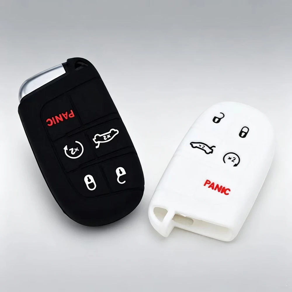 Pour Jeep Renegade Compass Grand Cherokee pour Chrysler Wrangler pour Dodge Challenger Journey Charger Housse de clé de voiture en silicone