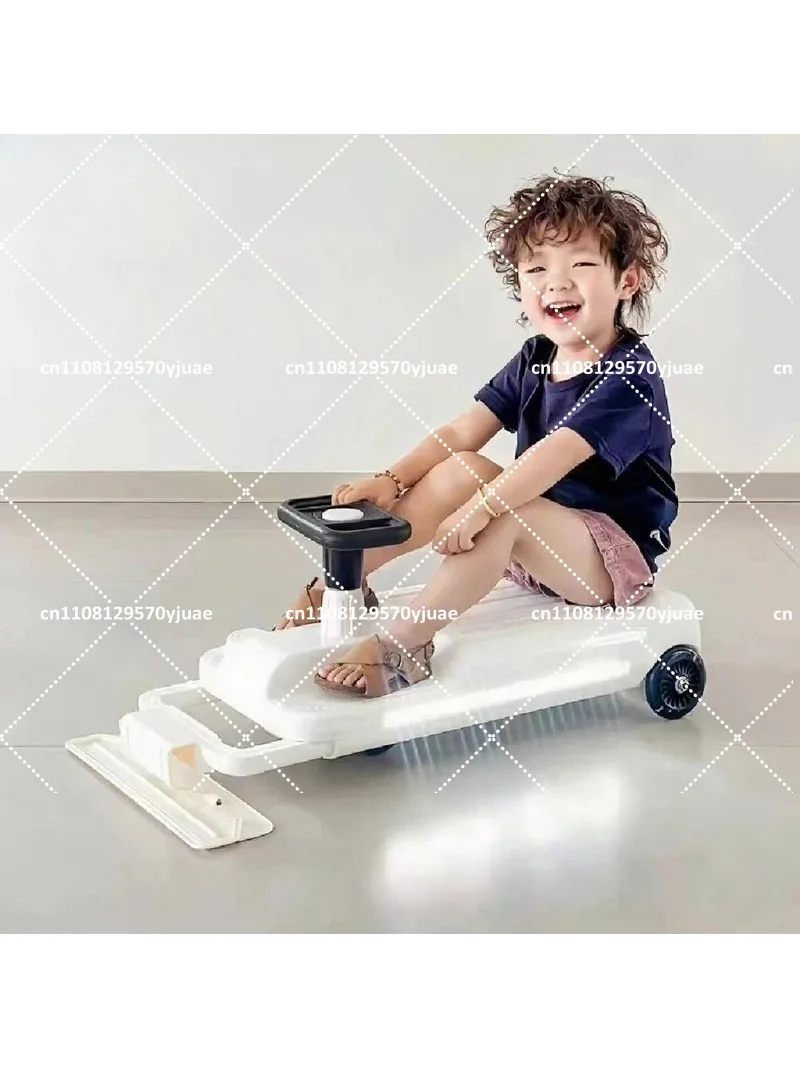 12V Kids Electric Ride On Car Rechargeable Drift Kart with Anti Roll Over Support for Indoor Floor Dragging Scooter Vehicle