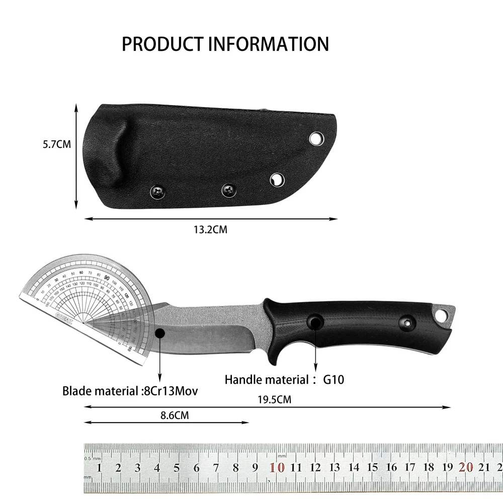 صلابة عالية التكتيكية شفرة مثبتة سكين مع غمد حاد 8Cr13Mov شفرة المحمولة في الهواء الطلق بقاء سكين تخييم أدوات EDC