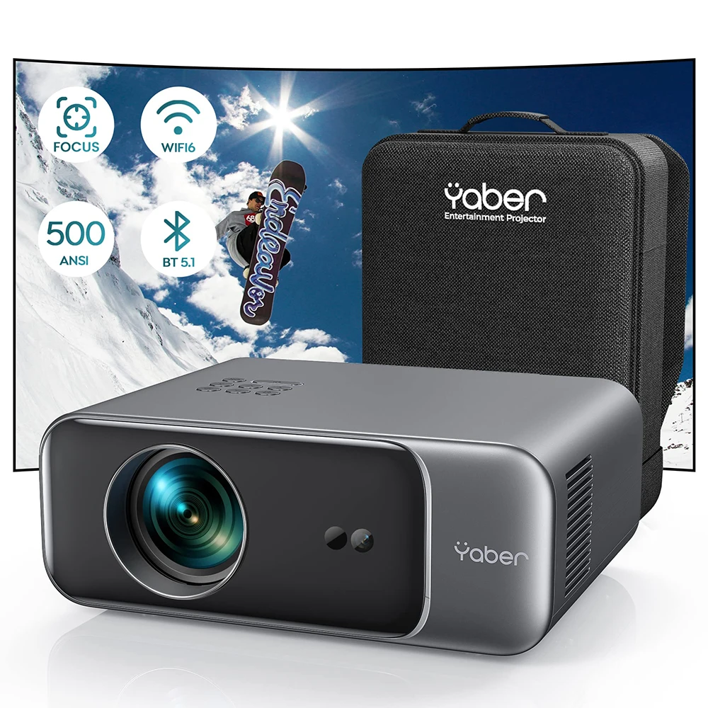 YABER Pro V9 WiFi Bluetooth Video Projector Native 1080P Projector 500 ANSI with WiFi 6 and Autofocus/6D Keystone 4K Supported