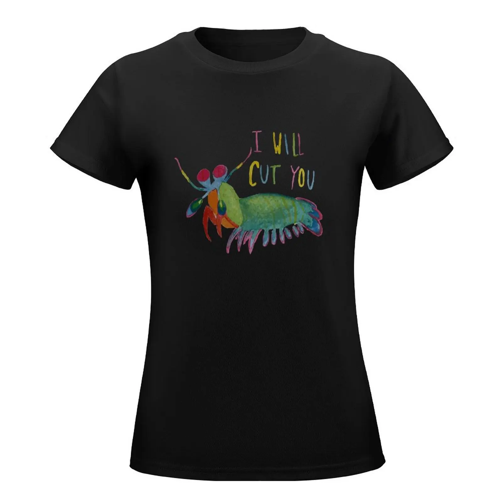 Mantis Shrimp Threat T-Shirt summer top cute tops graphics vintage clothes rock and roll t shirts for Women