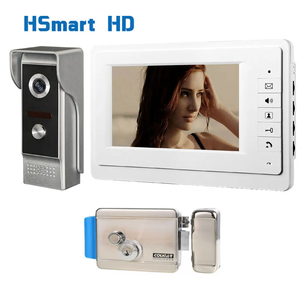 7 Inch Screen Monitor Wired Video Intercom for Home Door Phone Doorbell with Electric Lock House Access Control System