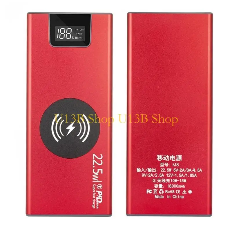U13B DIY 파워 뱅크 박스 8x18650 배터리 배터리 더 빠른 충전기 외부 케이스 합금 쉘 충전기 케이스 (배터리 포함되지 않음)