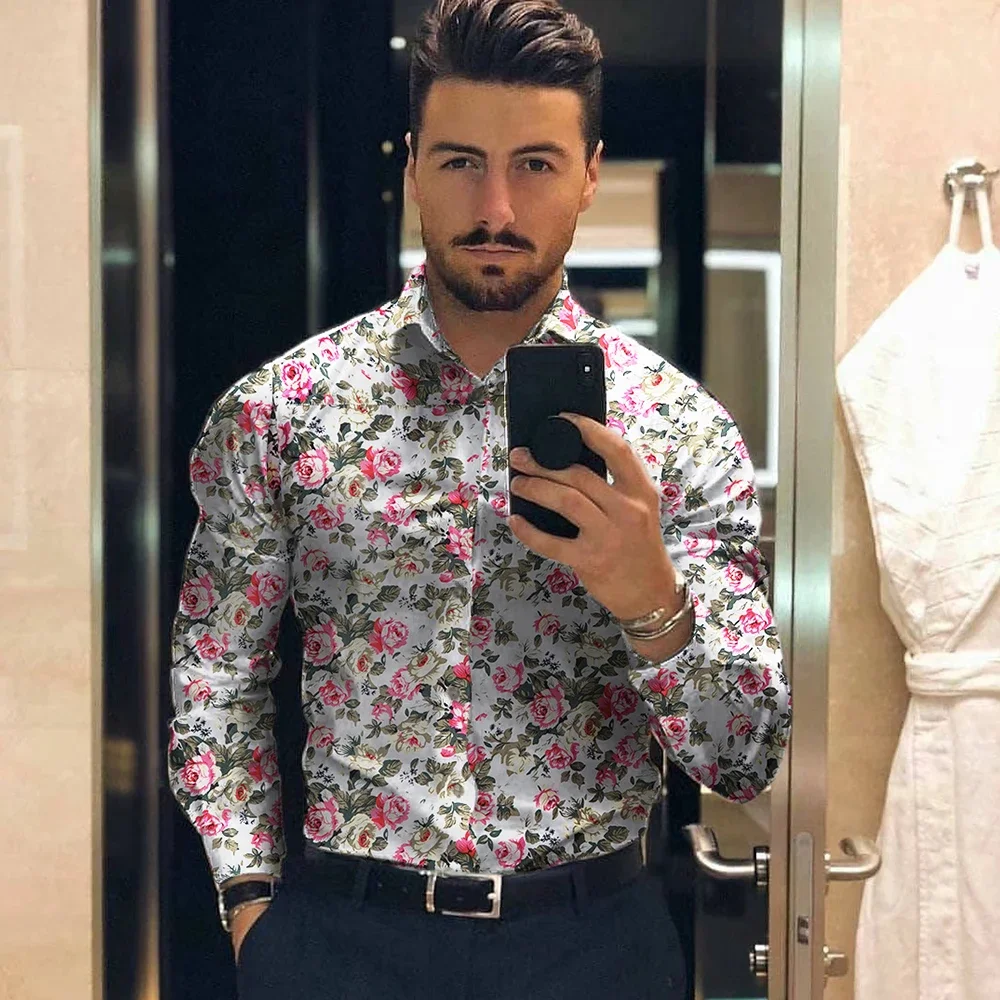 Men\'s Shirt For Men Clothing Social Male Blouse Hawaiian Long Sleeve Cardigan Blouses And Button Up Luxury Tee Shirt Man  2023