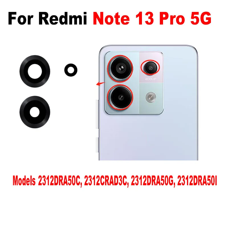 For Xiaomi Redmi Note 13 Pro + Plus 4G 5G Back Camera Lens Rear Glass With Adhesive Stickerr Replacement