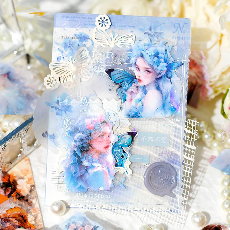 Yoofun 40pcs/lot Fairy Goddess Sticker Adhesive DIY Creativive Decorative Junk Journal Scrapbooking Pretty Girl Labels