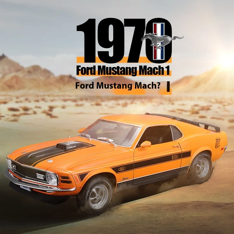 Maisto 1:18 1970 Ford Mustang Machine 1 Orange Blue Old Master Car Model Die Casting Alloy Car Model Ornament Collection Gift