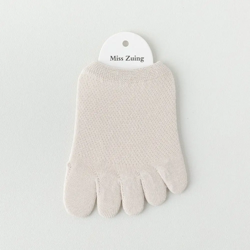 

Short Simple Cotton Women Socks Solid Color Elasticity Foot Care Five Finger Socks Toe Separator Socks Mesh Half Insoles