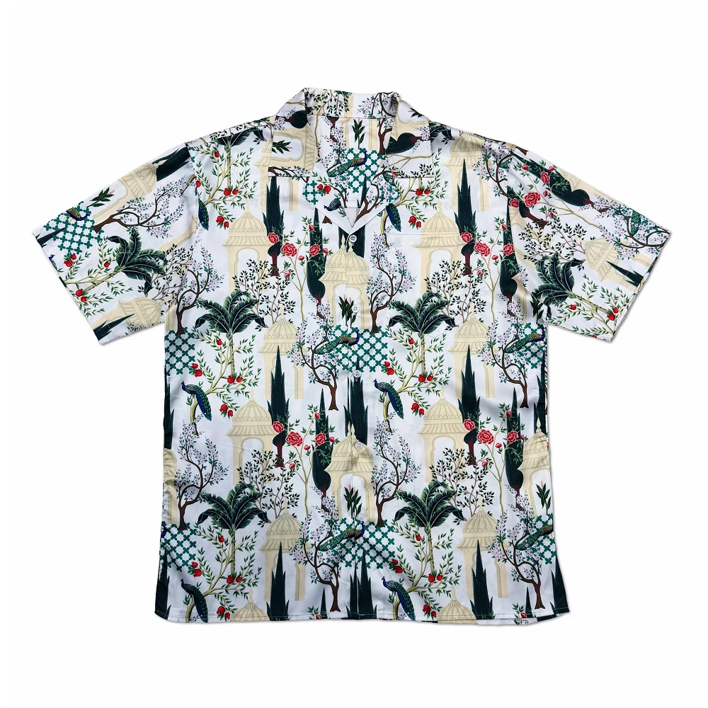 

Повседневные сатиновые мягкие рубашки с принтом павлина и цветов для мужчин и женщин, высококачественные свободные летние пляжные рубашки с коротким рукавом, топы, футболки