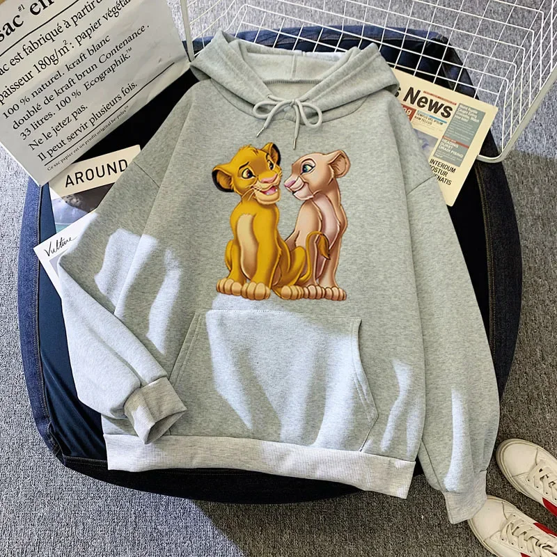 Cartoon der König der Löwen Simba Print Hoodie mit Wildleder Kapuze Winter jacke für Männer und Frauen Paar Sweatshirt Top