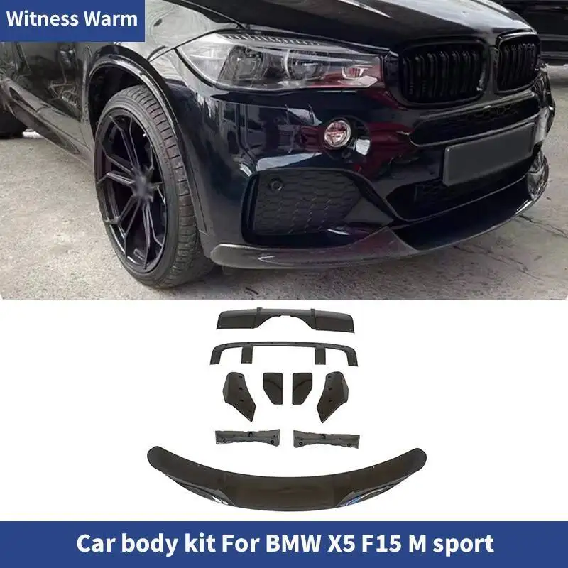 Kit de carrosserie de tabliers de diffuseur arrière de séparateur de lèvre de pare-chocs avant noir ABS pour BMW F15 X5 m-tech m-sport 2014-2019