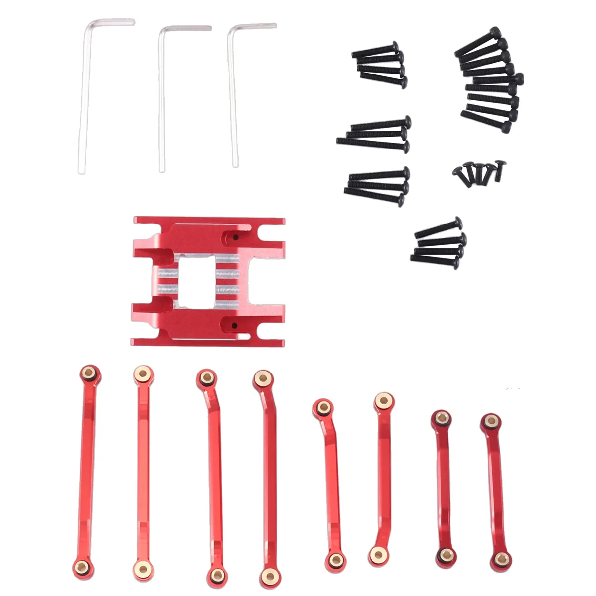 Metal Skidplate and High Clearance Suspension Link Set 9736 9749 for TRX4M 1/18 RC Car Upgrade Parts Accessories, Red