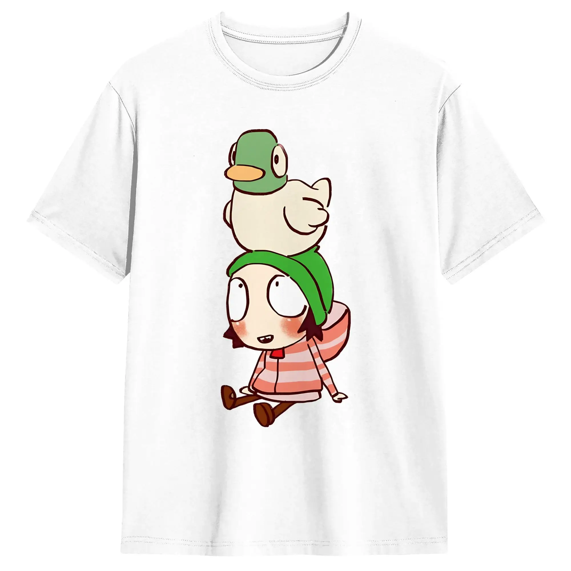 Men Women's Sarah and Duck cartoon  T Shirt  Cotton Tops Humor Short Sleeve Round Neck Tees Birthday Gift T-Shirt