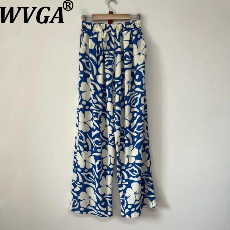 

WVGA Spring Autumn New Man Tide High Street Floral Printed Trendy Loose Niche Casual Elastic Waist Wide-leg Pants Ins Y2K W20779