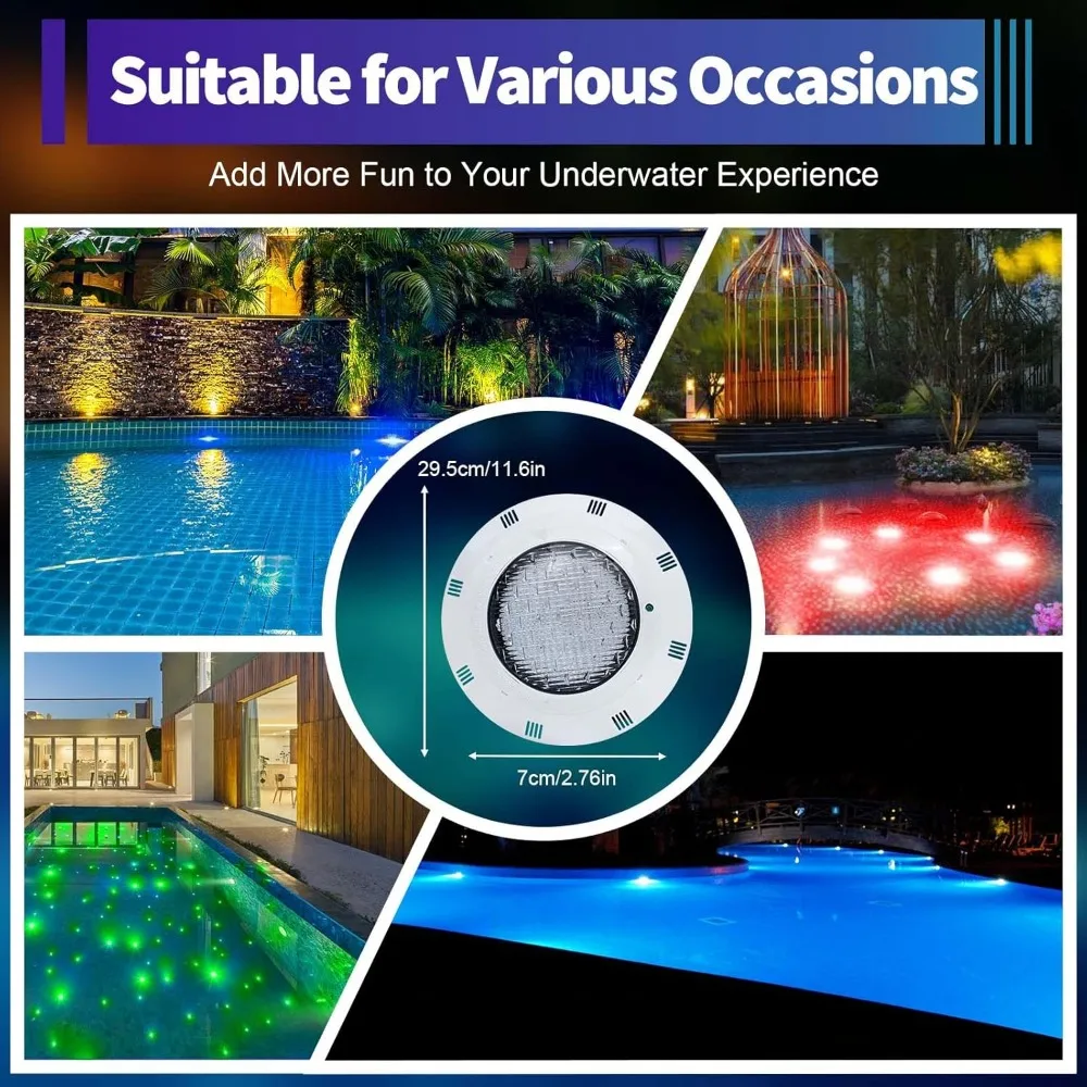 11.6 Inch Pool Lights for Inground Poo lAC12V 45w Color Changing LED Inground Pool Light with Remote Fit for Pool Wall