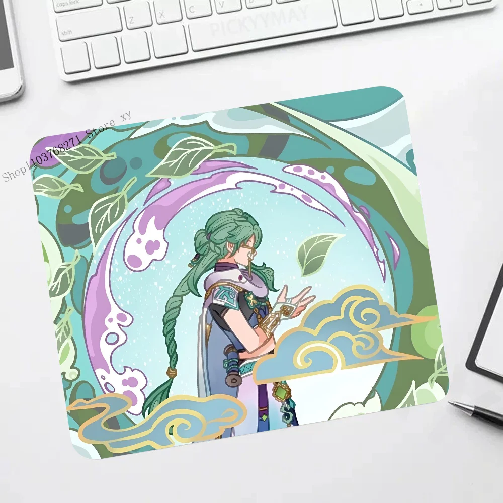 

1PC Game Anime Genshin Impact Baizhu Small LockEdge Mouse Pad For Gamers Computer Desk Pad Rectangular Anti-slip Rubber