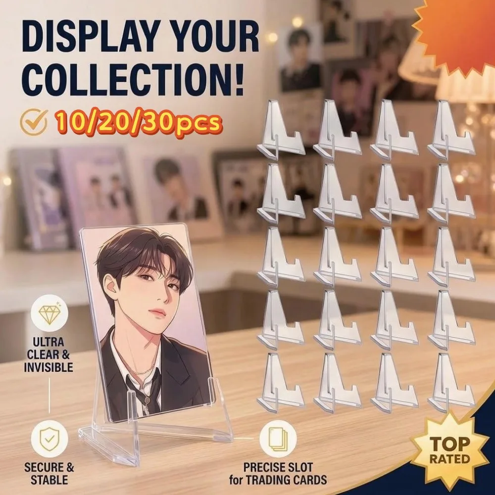 10/20/30PCS Acrylic Coin Display Stand Transparent Triangle Business Cards Photos Small Plates Shells Showing Holder