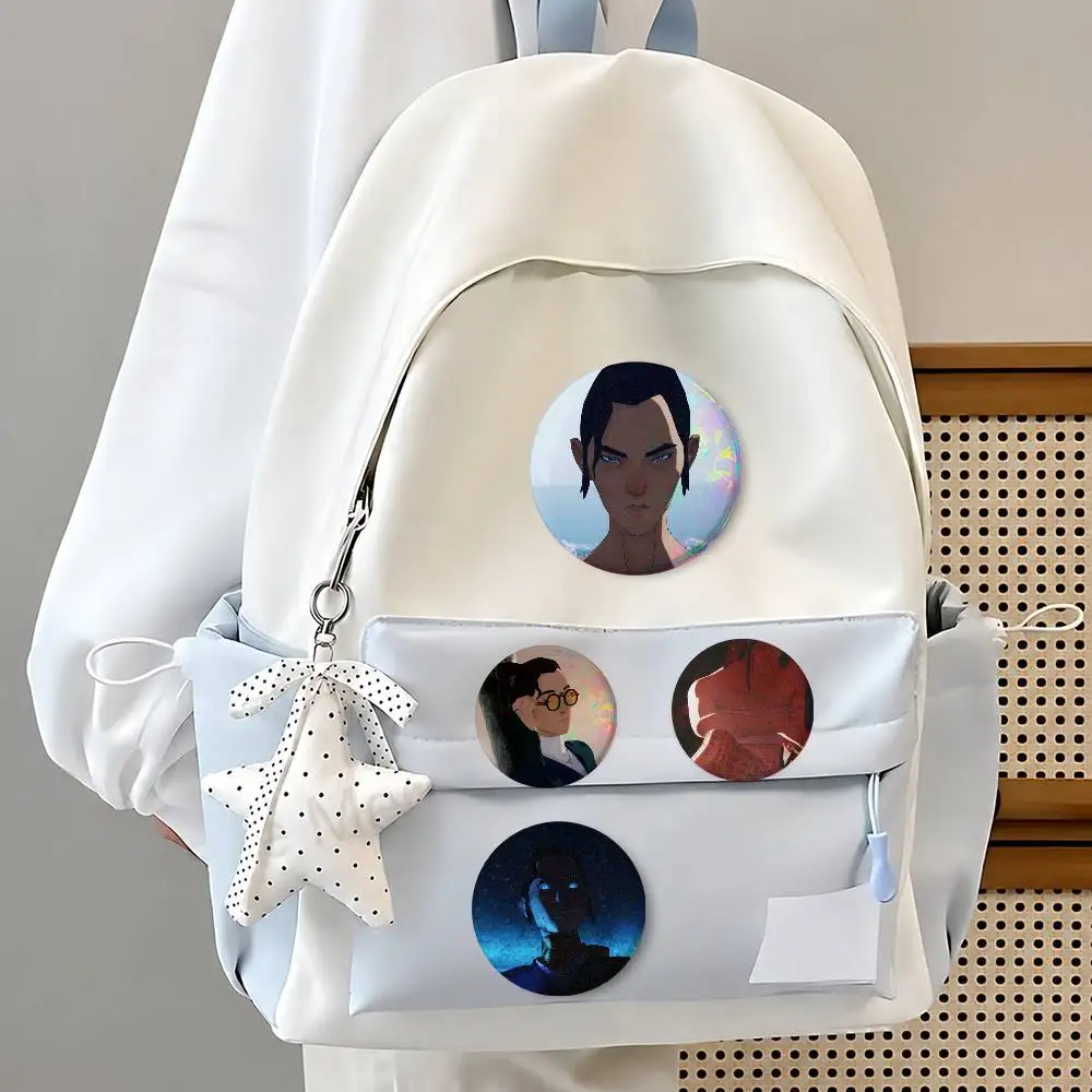 A-Blues- Eyes- Samura Creative Round Button Pins Badge Set Cartoon Anime Movie Music Pattern Brooches For Bags Jackets