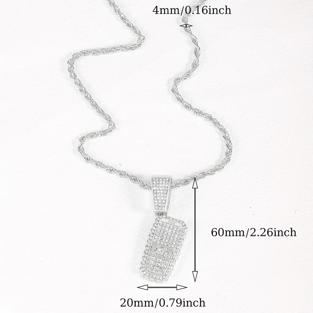 Stylish Hip Hop Personality Mobile Phone Pendant Full Rhinestone Charm With 4mm Wide Rope Chain For Men And Women Daily, Parties