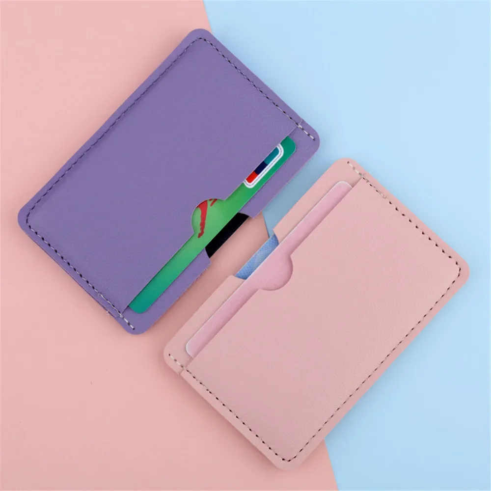 Dompet Kartu Mini 6 Warna Bahan Kulit PU, Tempat Kartu Identitas, Dompet Koin Wanita Pria, Penutup Kartu Bisnis, Kotak Kartu Kredit Bank, 3 Slot Kartu, Tempat Kartu Tipis
