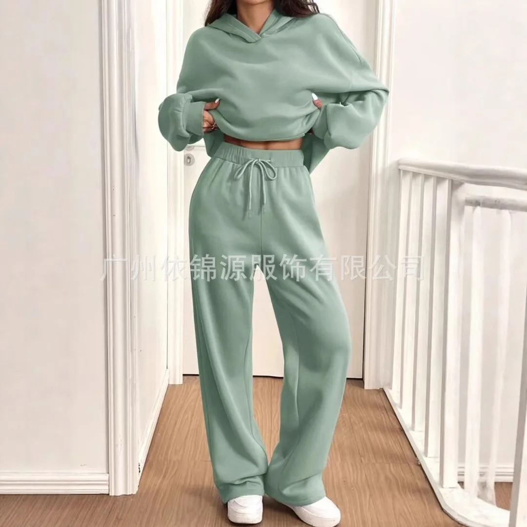 Sudadera Pant Sets Suit Womens Hooded Long-sleeved Autumn And Winter Sports Sweatshirt Drawstring Trousers Set Спортивный Костюм