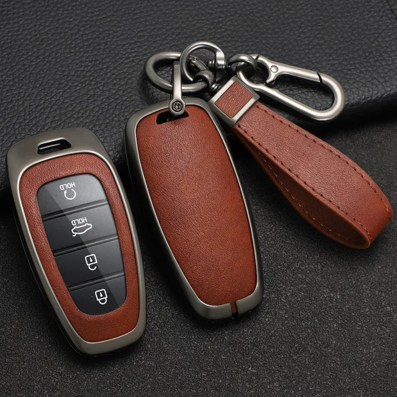 

Car Key Case Cover For Hyundai Tucson 2021 Solaris Sonata Hybrid NEXO NX4 Santafe Dn8 2020 Auto Accessories Holder