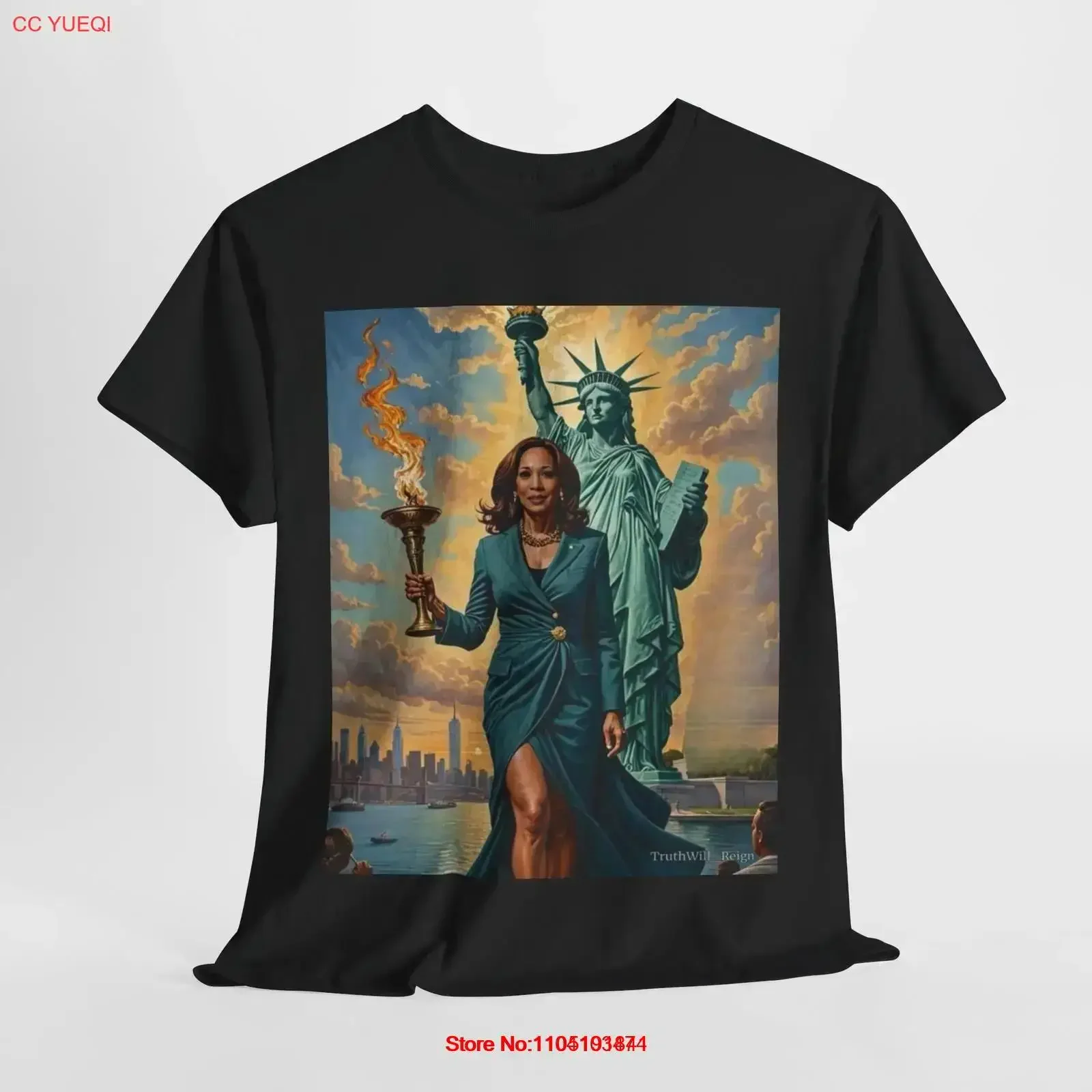 بيع جديد كامالا ديفي هاريس للرئيس سيدة ليبرتي تي شيرت خمر غسلها أوم الأعلى للارتداء اليومي للجنسين الرسم عادية #1