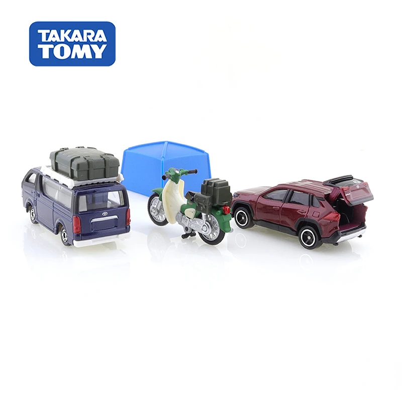 TAKARA TOMY-Ensemble de camping de véhicules Toyota Sea, 3 modèles en alliage, pièces de collection, cadeaux pour enfants de 2 à 4 ans