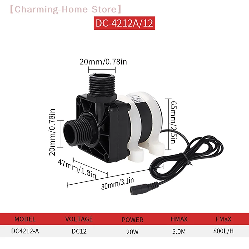 【M】Warmwasserbereiter Dusch- und Fußbodenheizungs-Boosterpumpe DC 12V 24V IP68 Geräuscharm 4-Punkt-Gewinde Bürstenloser Solarmotor Wasserpumpe