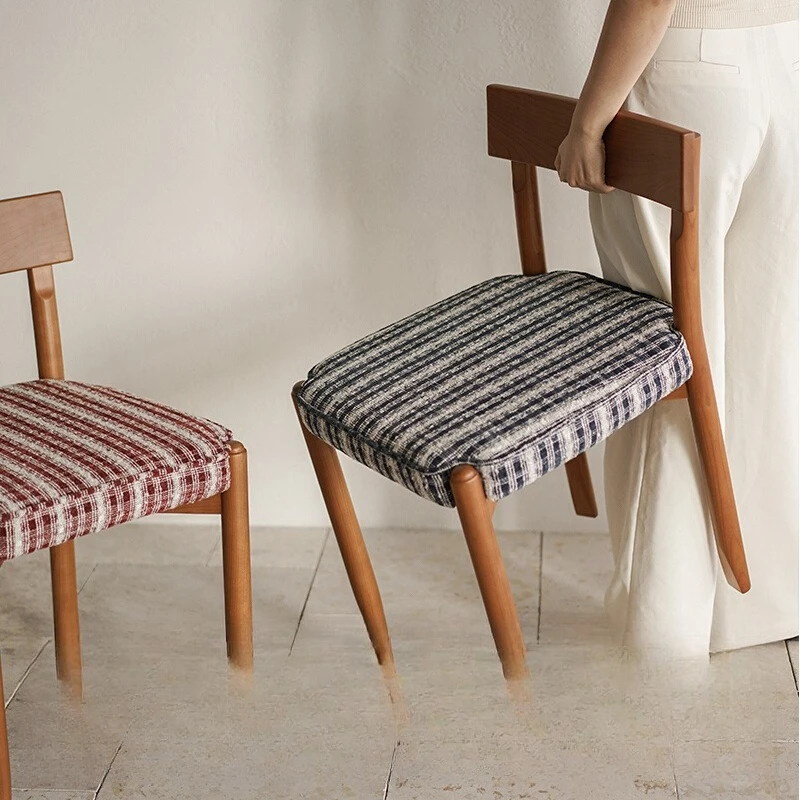 

Back chair retro plaid family small apartment dining chair learning office
