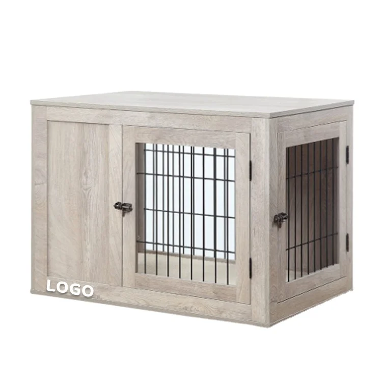 Wooden Indoor Pet House End Table Furniture Style Dog Crate With Door