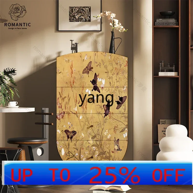 

LH retro butterfly dance solid wood four-bucket cabinet dining side cabinet living room wall storage cabinet