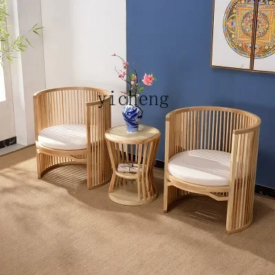 a2 Solid Wood round-Backed Armchair Three-Piece Set New Chinese Style Single-Seat Sofa Chair Hotel Living Room Leisure