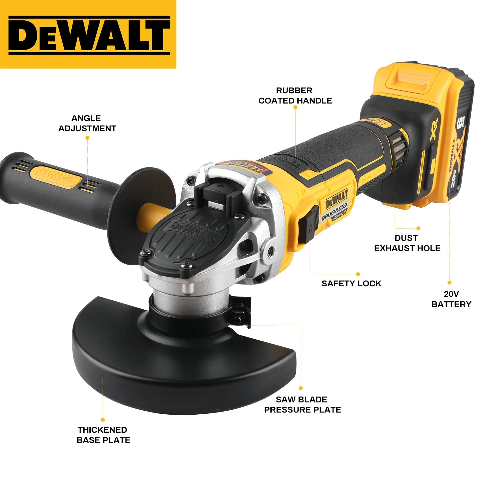 2026 DEWALT DCG405NT 125mm Flat Head Angle Grinder, Bare Machine Tool, Cutting Machine, Lithium Battery Brushless Tool