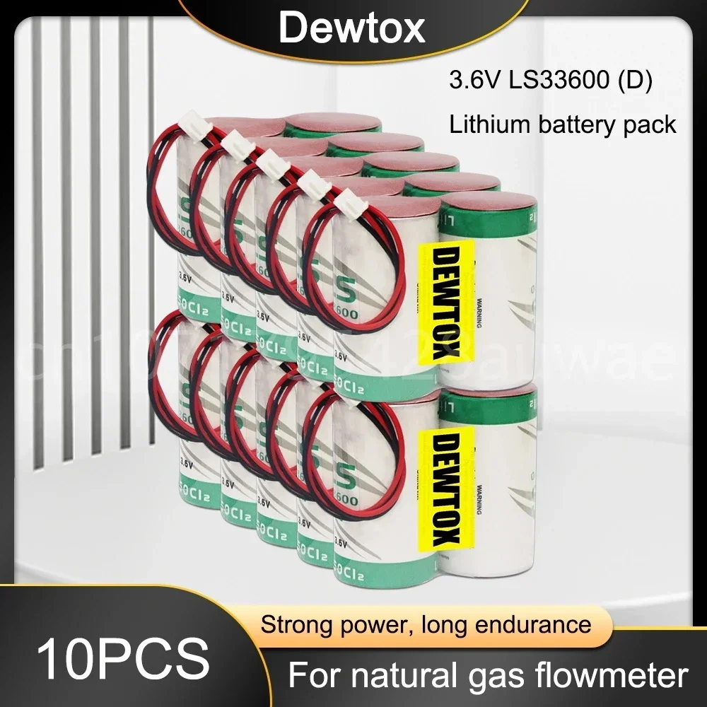 10PCS Original LS33600 LS 33600 ER34615 Size D 3.6V Lithium Battery Combination Natural Gas Flow Meter Batteries with Plug