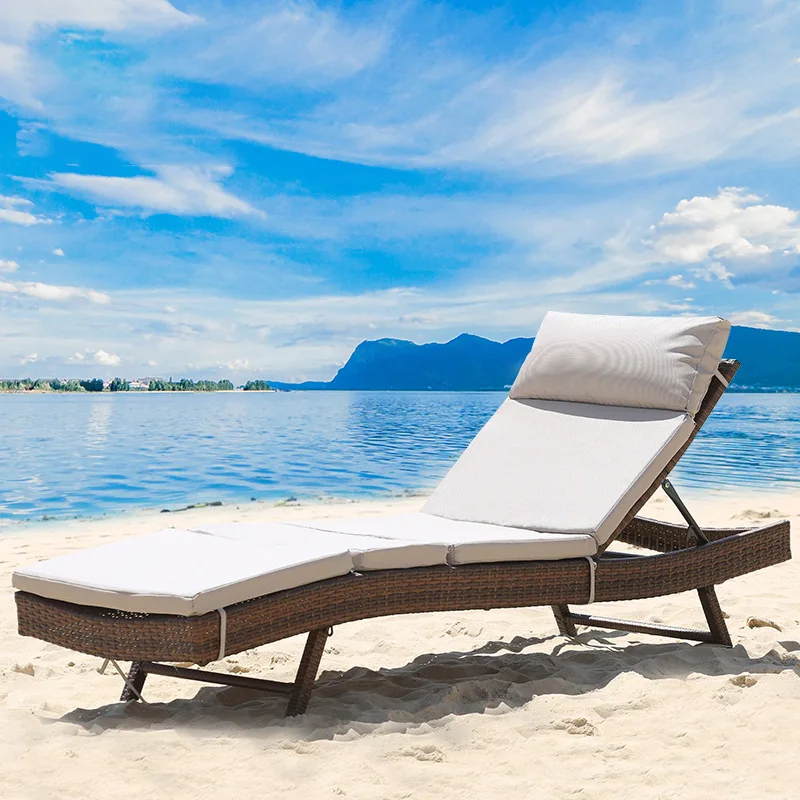 

Customizable rattan pool beach chairs villa outdoor courtyard outdoor bed