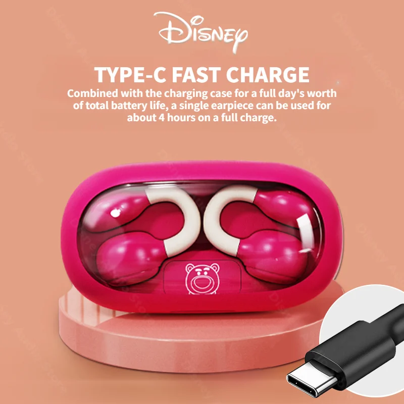 Disney-auriculares inalámbricos con Clip, audífonos de calidad de sonido HIFI, cancelación de ruido, videojuegos, Video, Host Dual, deportivos, Bluetooth