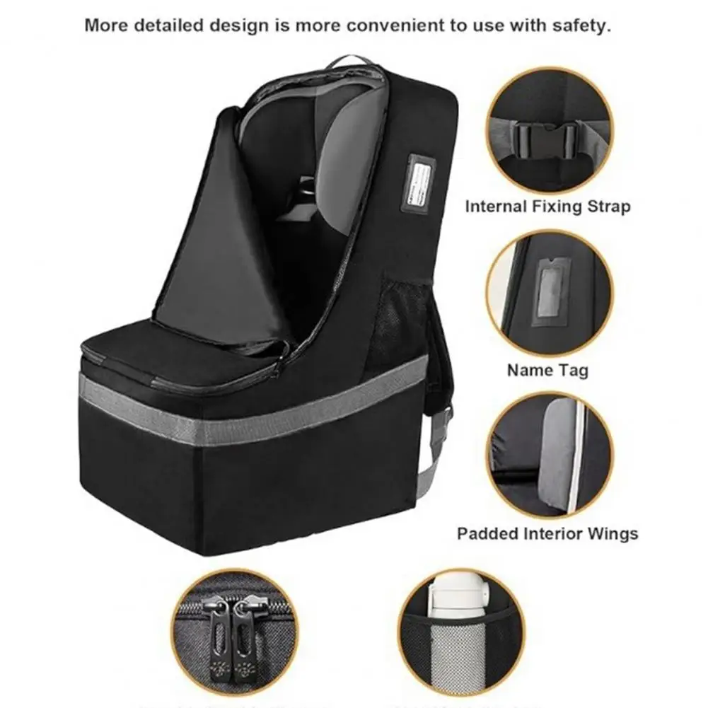 Mochila de viaje para asiento de coche, diseño de mochila acolchada de ajuste Universal para asientos de coche infantiles/reforadores, viajes familiares, duradera y plegable