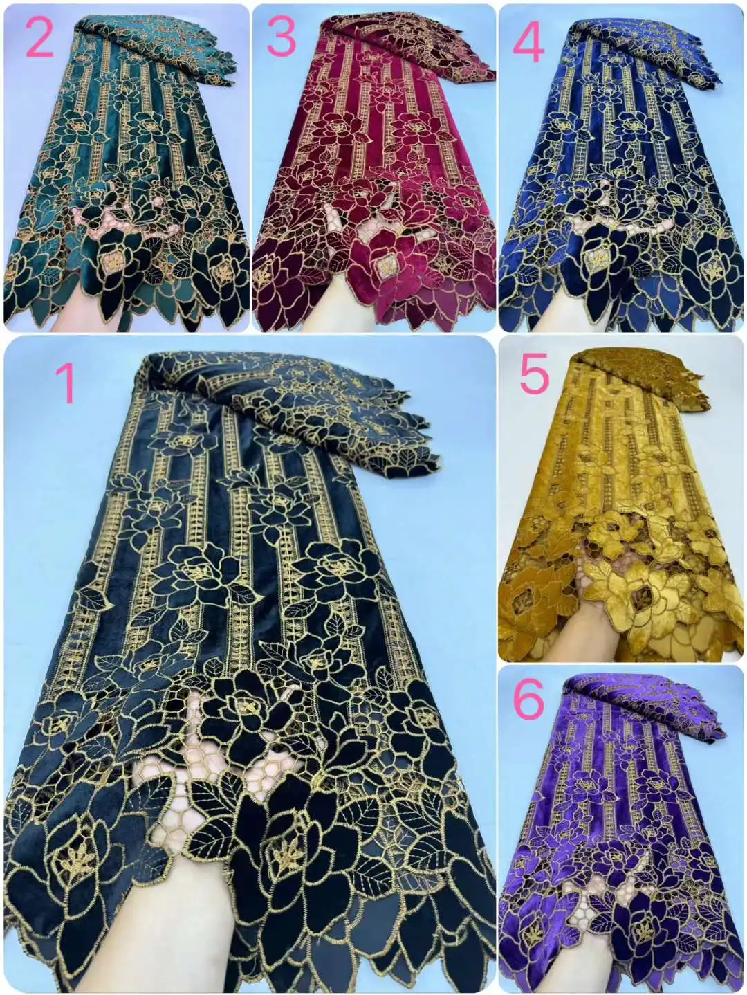 African Velvet Lace Fabric 2024 Nigerian Lace 5 Yards French Velvet Lace Fabrics 5 Yards For Party Wedding Dress Sewing Cloth