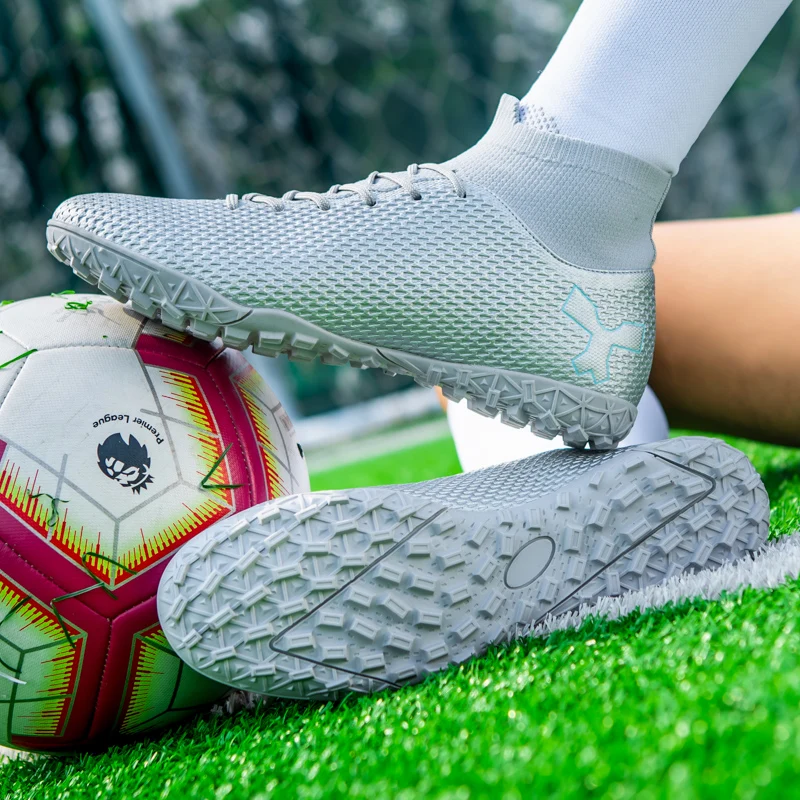 Męskie buty piłkarskie Wysokie sznurowane antypoślizgowe kolce Piłka nożna halowa Futsal TF Turf Cleats